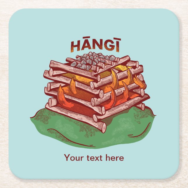 Porta-copo De Papel Quadrado Hangi Maori Comida Kai (Frente)