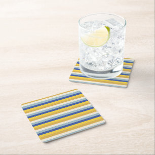 Porta-copo De Papel Quadrado Hanukkah listras azul amarelo dourado creme modern