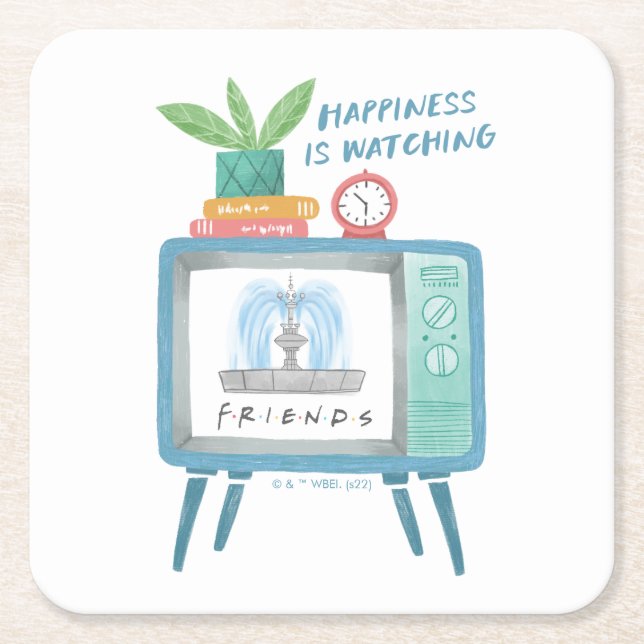 Porta-copo De Papel Quadrado Happiness is watching FRIENDS™ (Frente)
