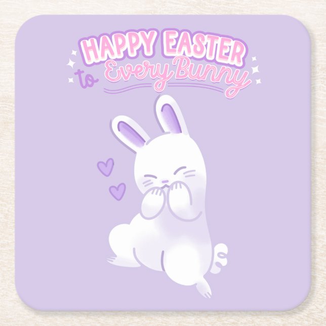 Porta-copo De Papel Quadrado Happy Easter to Every Bunny (Frente)