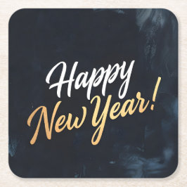 Porta-copo De Papel Quadrado Happy New Year Deep Blue Strokes