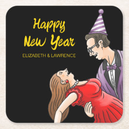 Porta-copo De Papel Quadrado Happy New Year Party