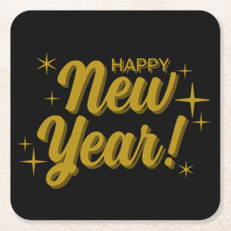Porta-copo De Papel Quadrado Happy New Years Coaster