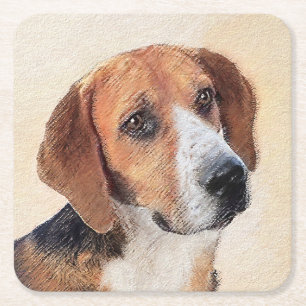 Porta-copo De Papel Quadrado Harrier Painting (Pintura de Cachorro Original)