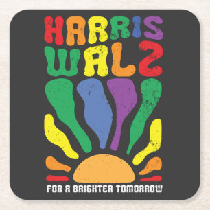 Porta-copo De Papel Quadrado Harris Waltz para um amanhã brilhante Kamala LGBT