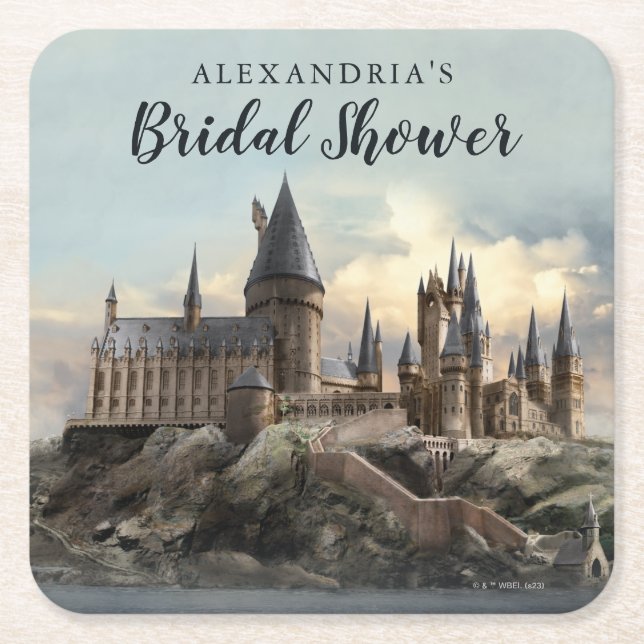 Porta-copo De Papel Quadrado Harry Potter | Casamento de Hogwarts Chá de Noiva (Frente)