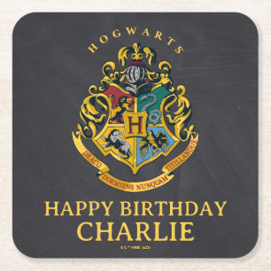 Porta-copo De Papel Quadrado Harry Potter Hogwarts Crest Birthday