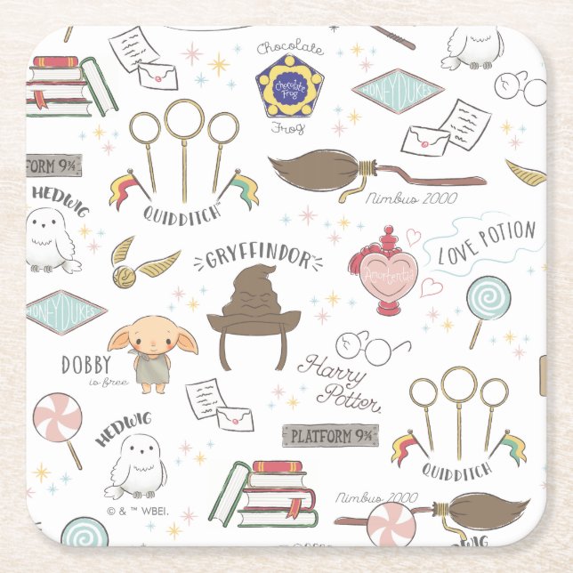 Porta-copo De Papel Quadrado HARRY POTTER™ Tiny Magic Pattern (Frente)
