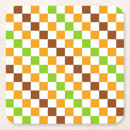 Porta-copo De Papel Quadrado Harvest diagonal checkerboard pattern