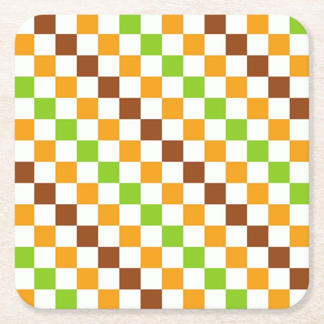 Porta-copo De Papel Quadrado Harvest diagonal checkerboard pattern (Frente)