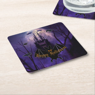 Porta-copo De Papel Quadrado Haunted Castle Halloween