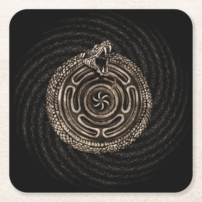Porta-copo De Papel Quadrado Hecate Wheel com ouroboros (Frente)