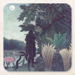 Porta-copo De Papel Quadrado Henri Rousseau - A Encantadora de Serpentes