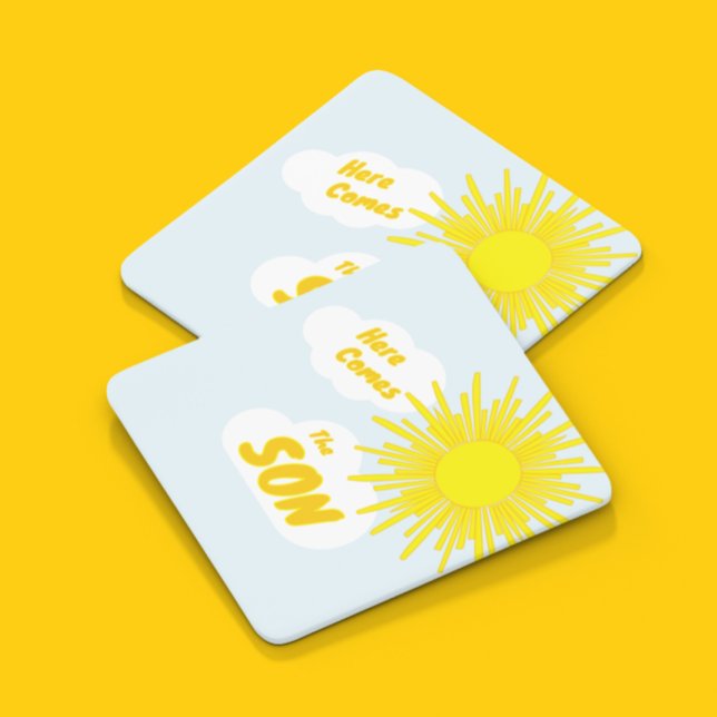 Porta-copo De Papel Quadrado Here Comes The Son Boy Baby Shower (Criador carregado)