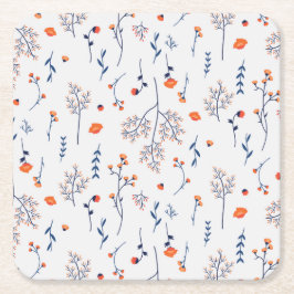 Porta-copo De Papel Quadrado Hibiscus Watercolor Blooming Botânico Sem Costura