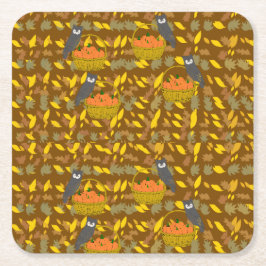 Porta-copo De Papel Quadrado Hibou et Citrouilles d'Automne – Set de Table