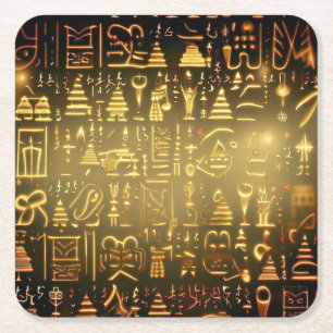 Porta-copo De Papel Quadrado Hieroglifos Egípcios do Natal 2