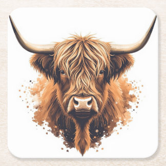 Porta-copo De Papel Quadrado Highland Coo Coaster