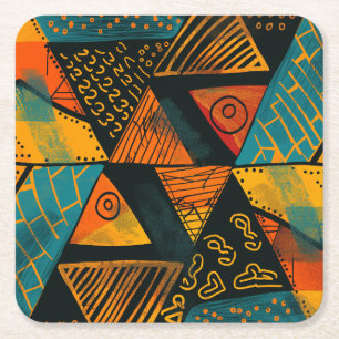 Porta-copo De Papel Quadrado Historial colorioso com motivos africanos