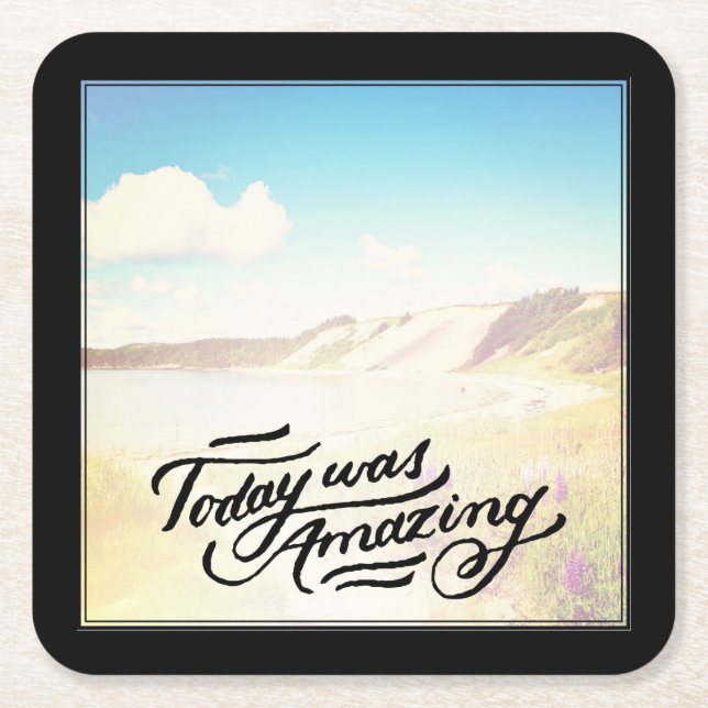 Porta-copo De Papel Quadrado Hoje era surpreendente (Frente)