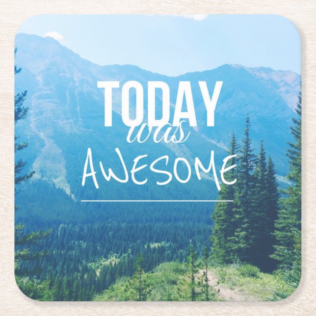 Porta-copo De Papel Quadrado Hoje Foi Incrível (Frente)