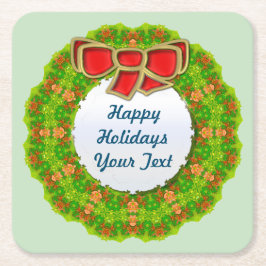 Porta-copo De Papel Quadrado Holiday Wreath Abstrato moderno Design Geométrico