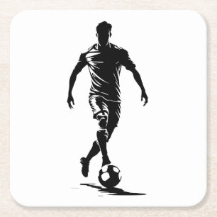 Porta-copo De Papel Quadrado Homem de futebol com bola