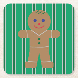Porta-copo De Papel Quadrado Homem de Gingerpão de Natal divertido e Rico
