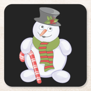 Porta-copo De Papel Quadrado Homem de Neve