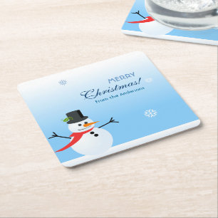 Porta-copo De Papel Quadrado Homem de neve