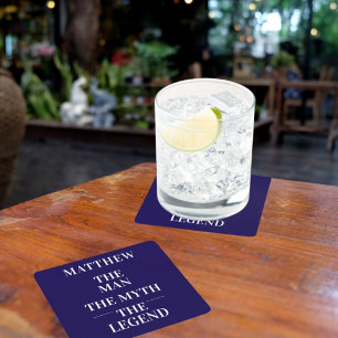 Porta-copo De Papel Quadrado Homem mito lenda azul branco solteirão