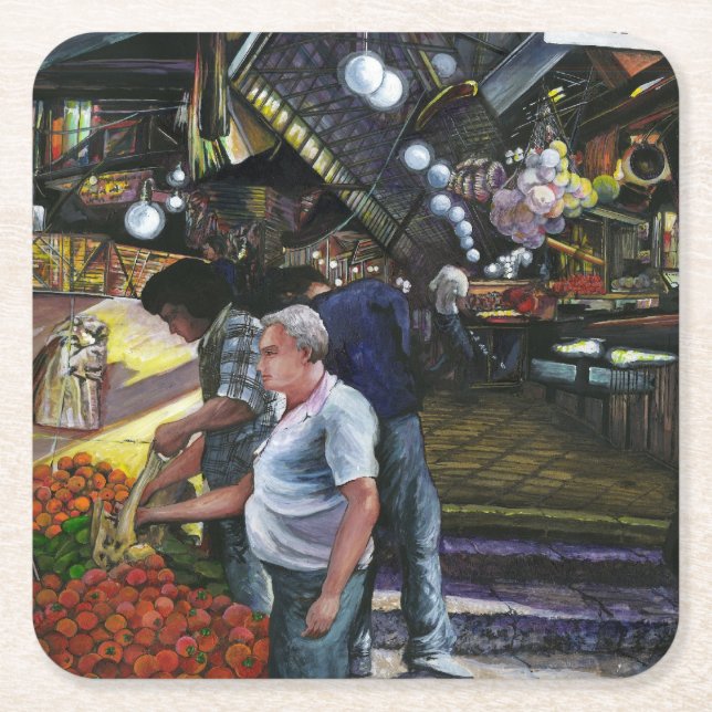 Porta-copo De Papel Quadrado Homens do Comércio, Jerusalém (Frente)