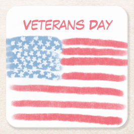 Porta-copo De Papel Quadrado Honrando Heróis | Celebração do Dia dos Veteranos