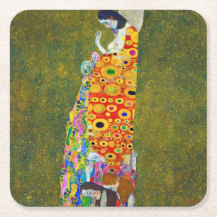 Porta-copo De Papel Quadrado Hope, Gustav Klimt
