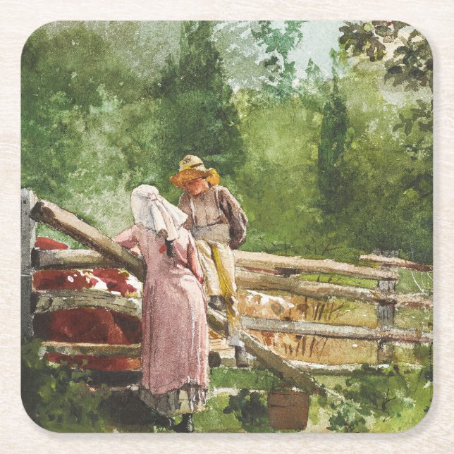 Porta-copo De Papel Quadrado Hora da Refeição (Frente)