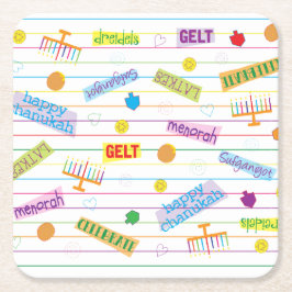 Porta-copo De Papel Quadrado Hora do Festa Chanukah