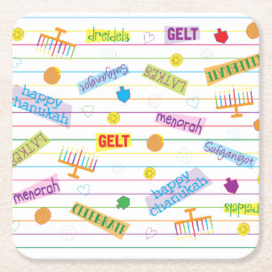 Porta-copo De Papel Quadrado Hora do Festa Chanukah