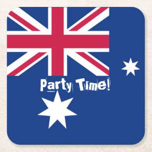 Porta-copo De Papel Quadrado Hora do Partido da Bandeira Australiano