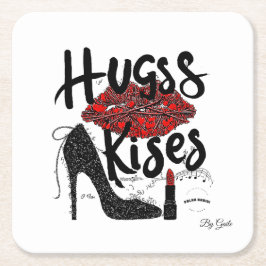 Porta-copo De Papel Quadrado Hugs & Kisses Paper Coaster (6) By Gaile