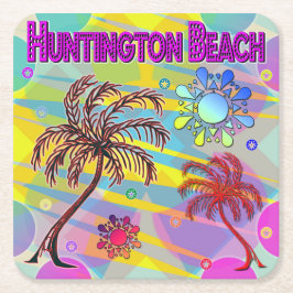 Porta-copo De Papel Quadrado Huntington Beach Happy and Hope Porta copos