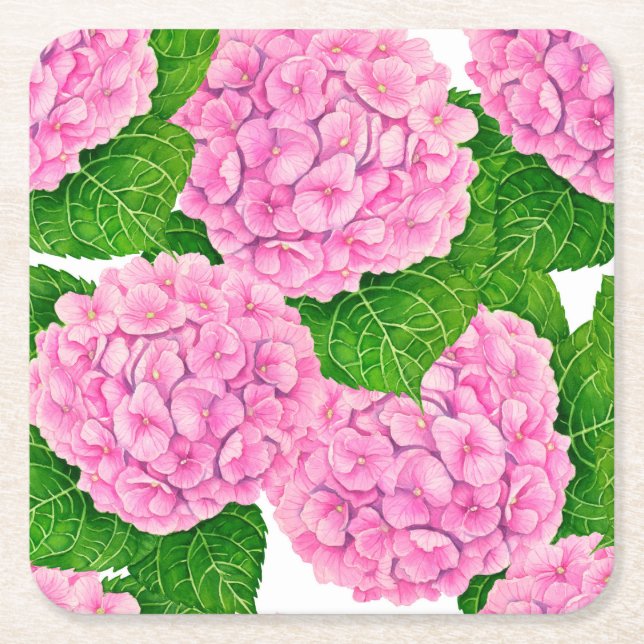 Porta-copo De Papel Quadrado Hydrangea waterolage (Frente)