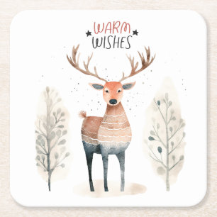 Porta-copo De Papel Quadrado Hygge Christmas Deer