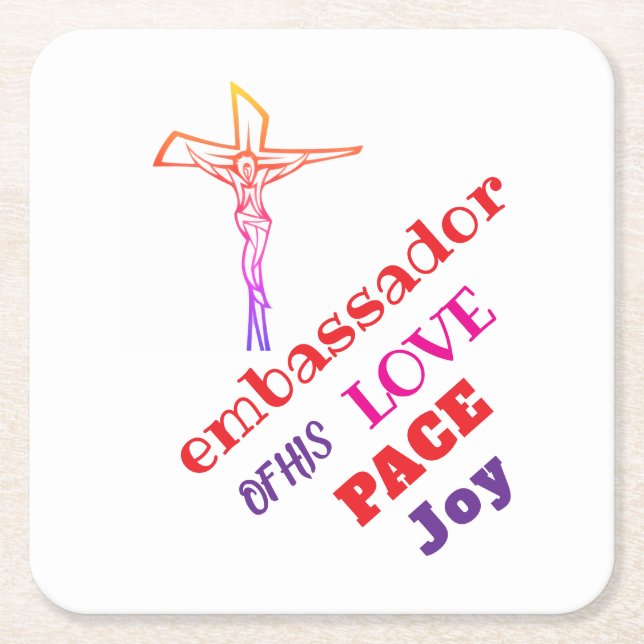 Porta-copo De Papel Quadrado I AM ambassador of his LOVE  (Frente)
