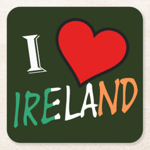 Porta-copo De Papel Quadrado I Heart Ireland overlay Porta copos cn