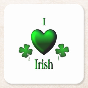 Porta-copo De Papel Quadrado I Heart Irish