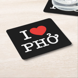 Porta-copo De Papel Quadrado I Heart (Love) Pho