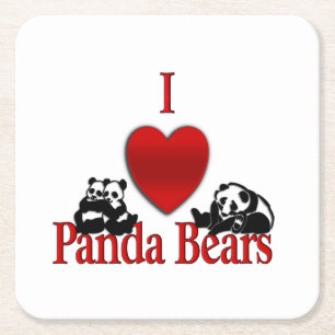 Porta-copo De Papel Quadrado I Heart Panda Bears