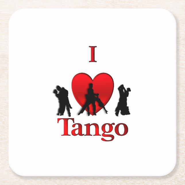 Porta-copo De Papel Quadrado I Heart Tango (Frente)