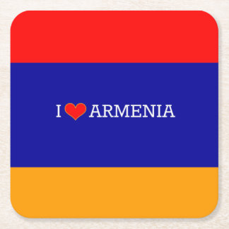 Porta-copo De Papel Quadrado I Love Armenia, flag of Armenia