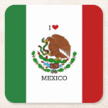 Porta-copo De Papel Quadrado i love mexico - mexican flag,<br><div class="desc">I Love Mexico - Mexican flag.</div>